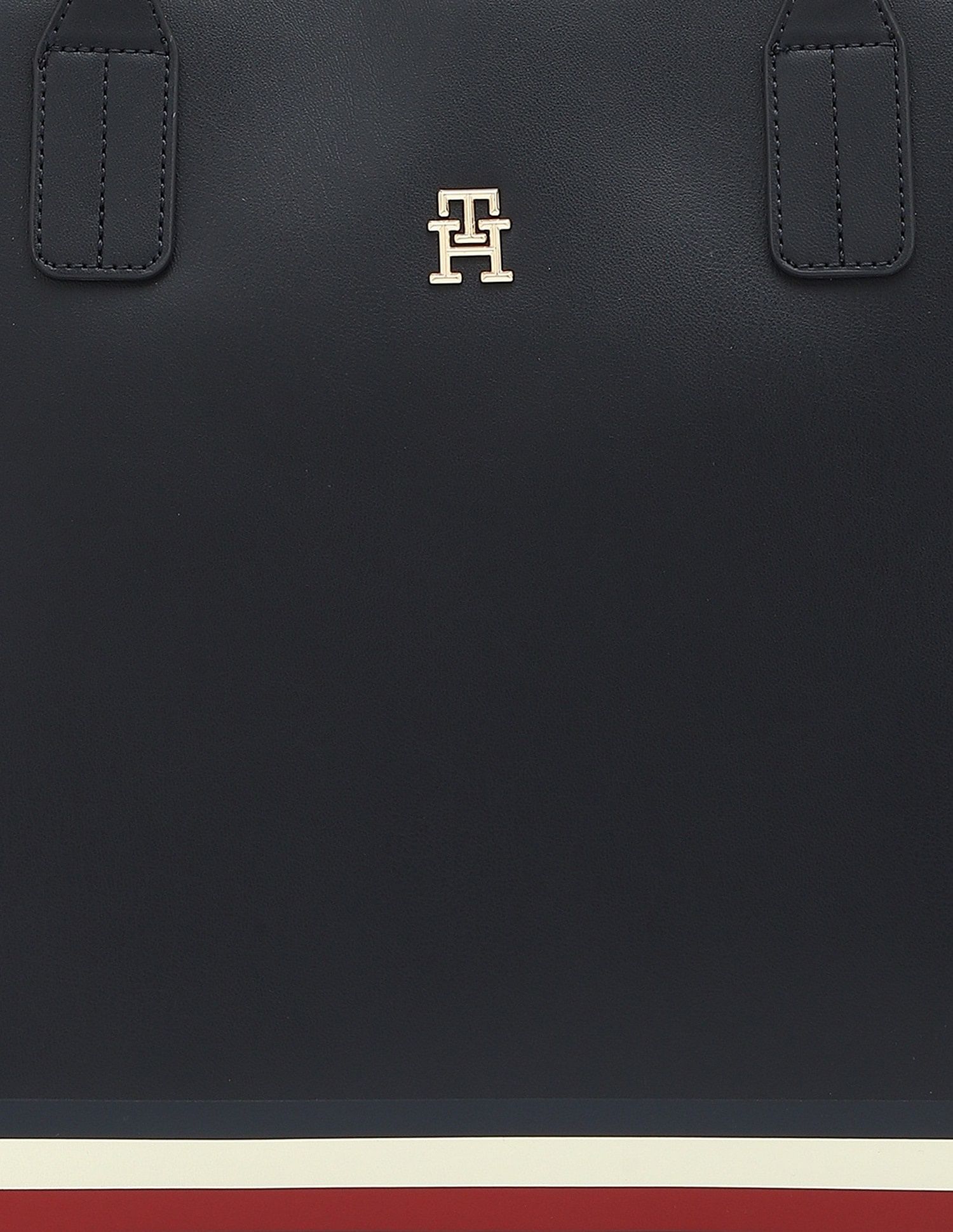 Tommy Hilfiger Striped Blue Pu Tote Bag
