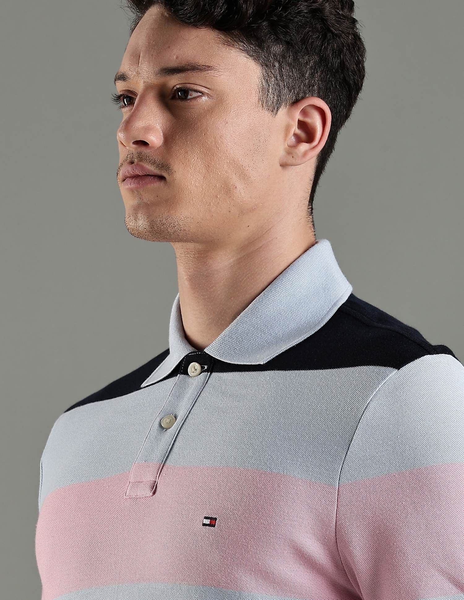 Tommy Hilfiger Striped Regular Fit Cotton Polo T-Shirt