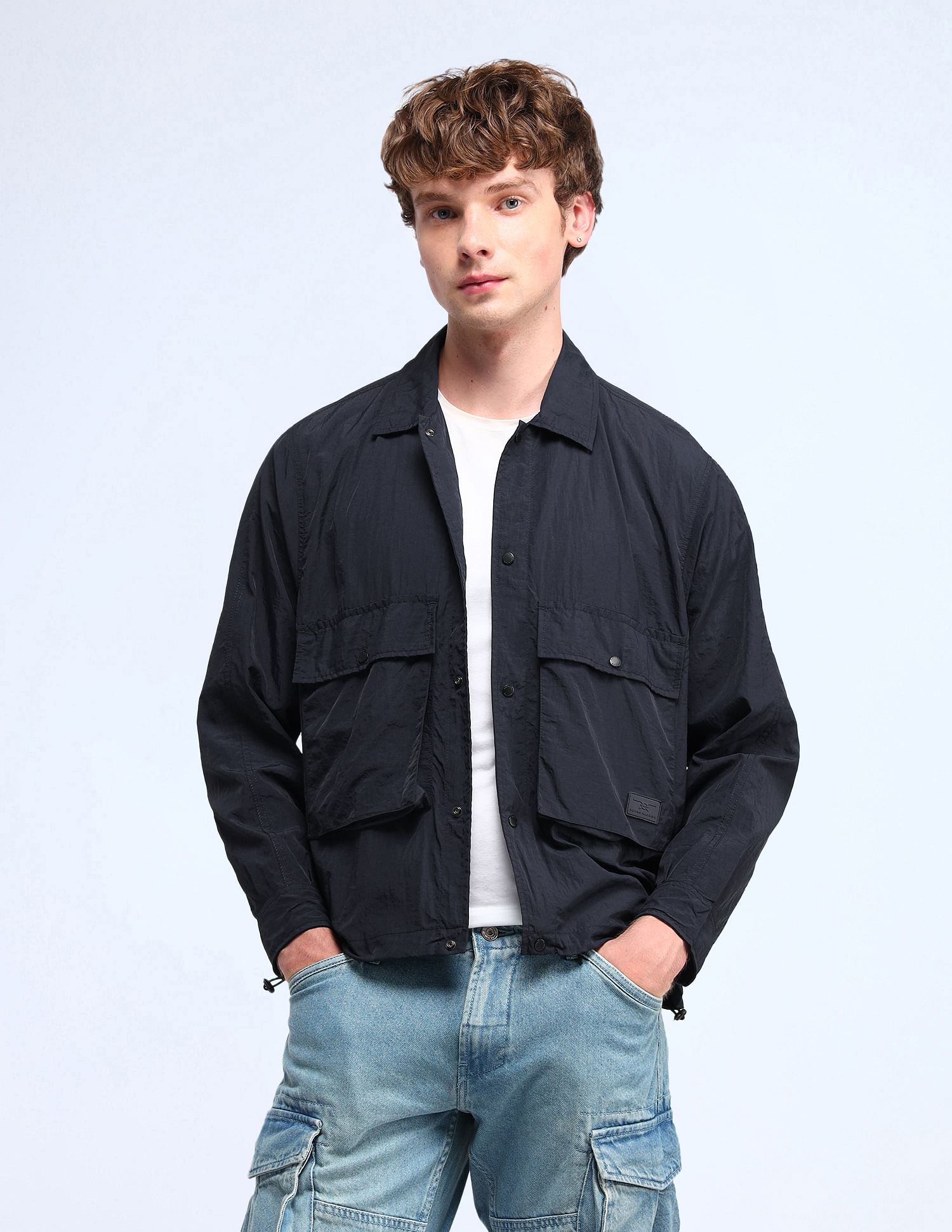 Flying Machine Relaxed Fit Solid Casual Jacket