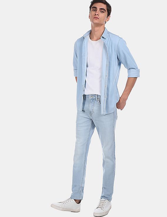 flying machine slim men light blue jeans