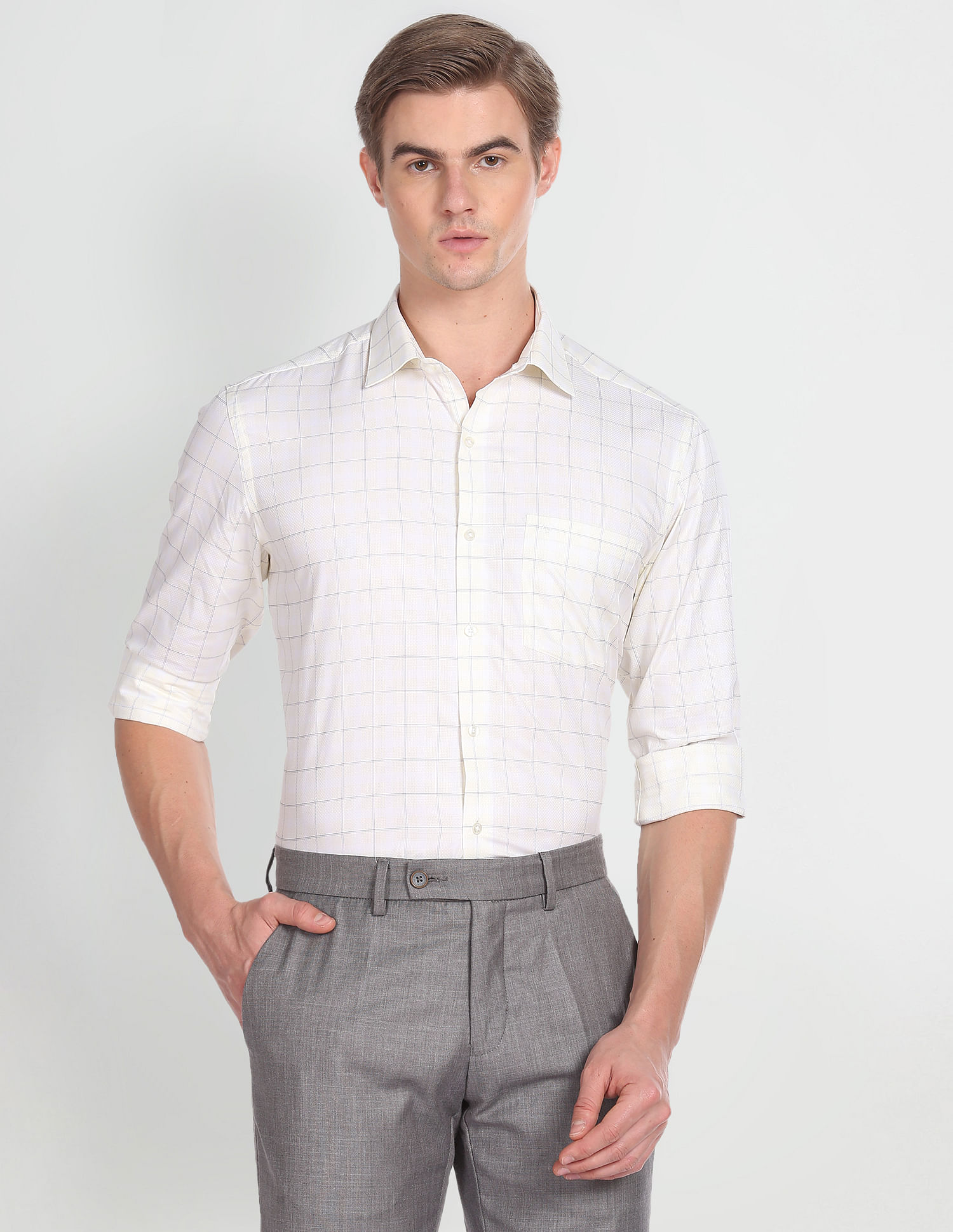 Arrow Outline Check Cotton Dobby Shirt