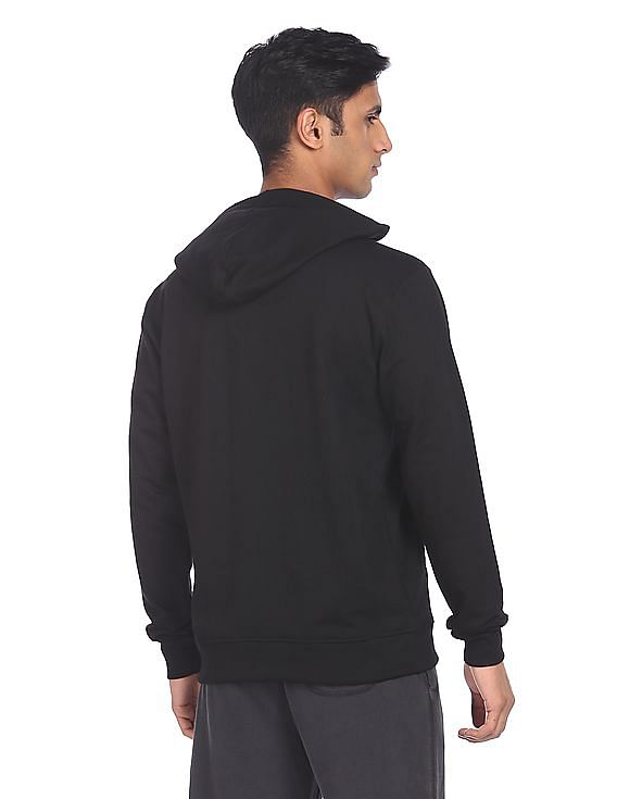 Aeropostale Men Black Long Sleeve Printed Hood Sweatshirt