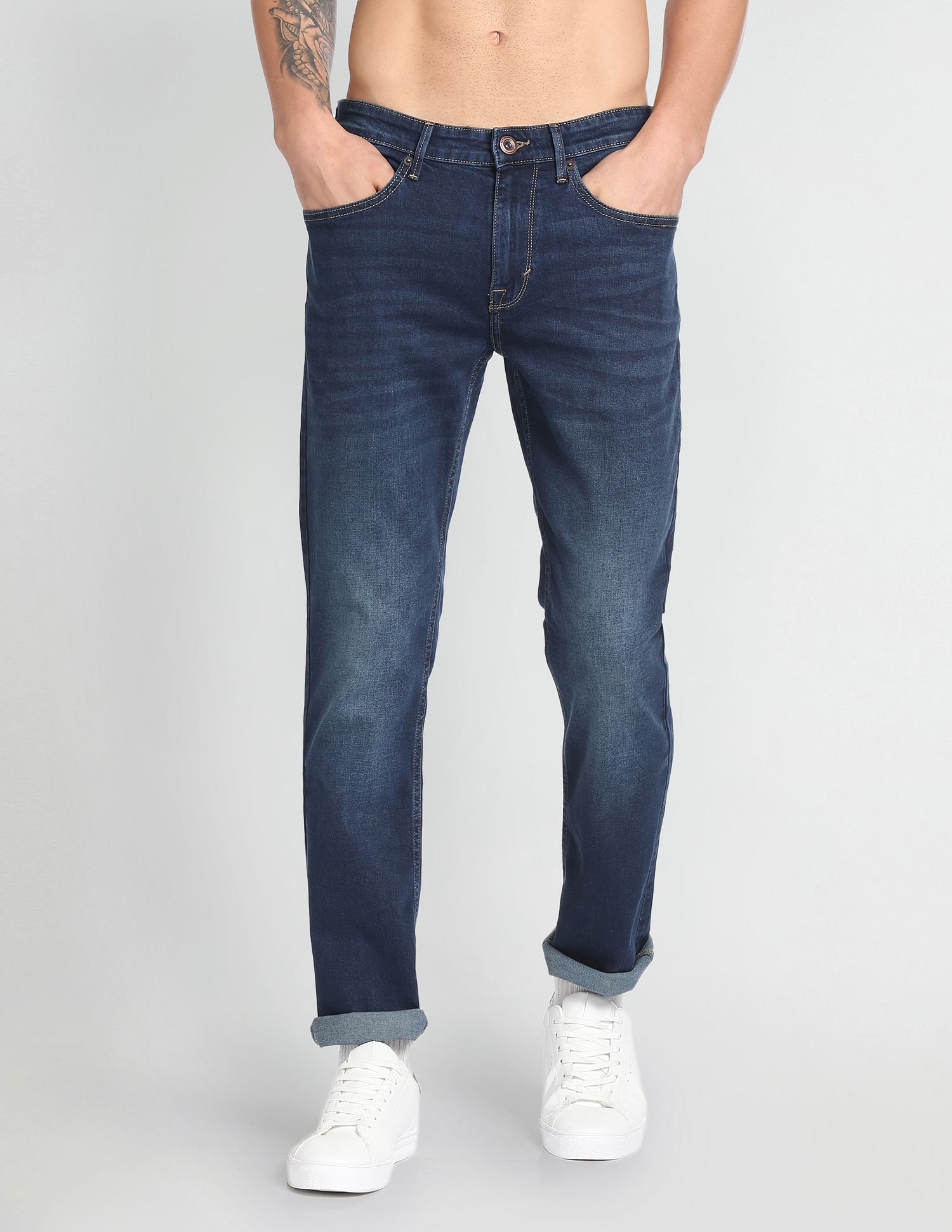 Flying Machine Freddie Slim Straight Fit Stone Wash Jeans