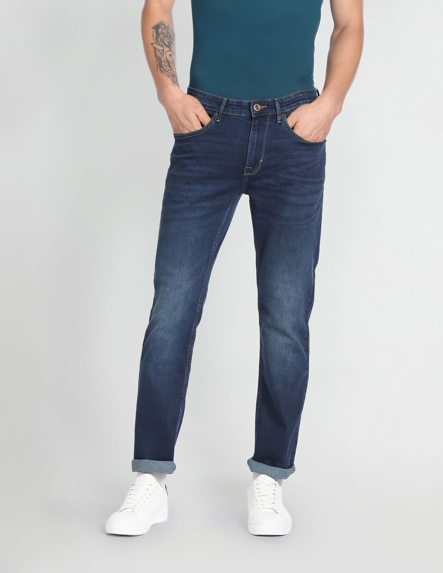 Flying Machine Freddie Slim Straight Fit Stone Wash Jeans