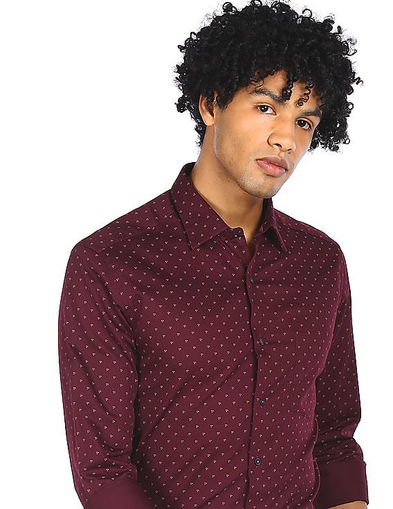 maroon printed shirt