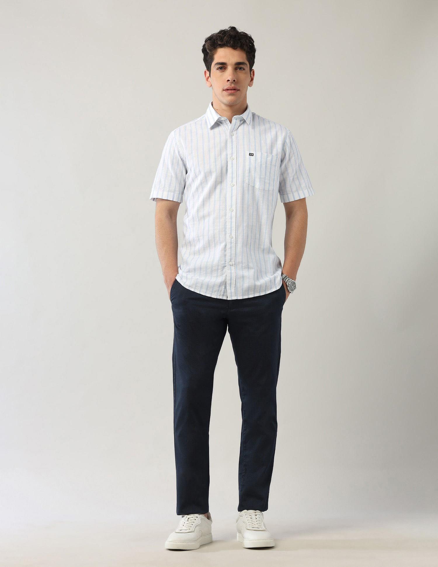 Arrow Sport Vertical Striped Dobby Shirt