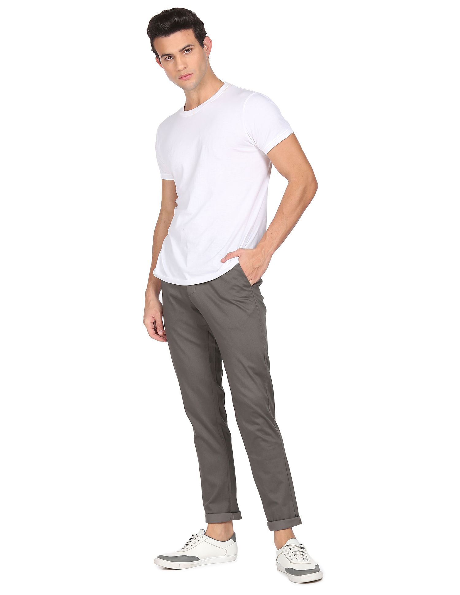 Buy Men Grey Textured Super Slim Fit Formal Trousers Online - 741458 |  Peter England
