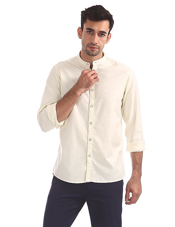 Buy Arrow Sports Mandarin Collar Solid Shirt - NNNOW.com