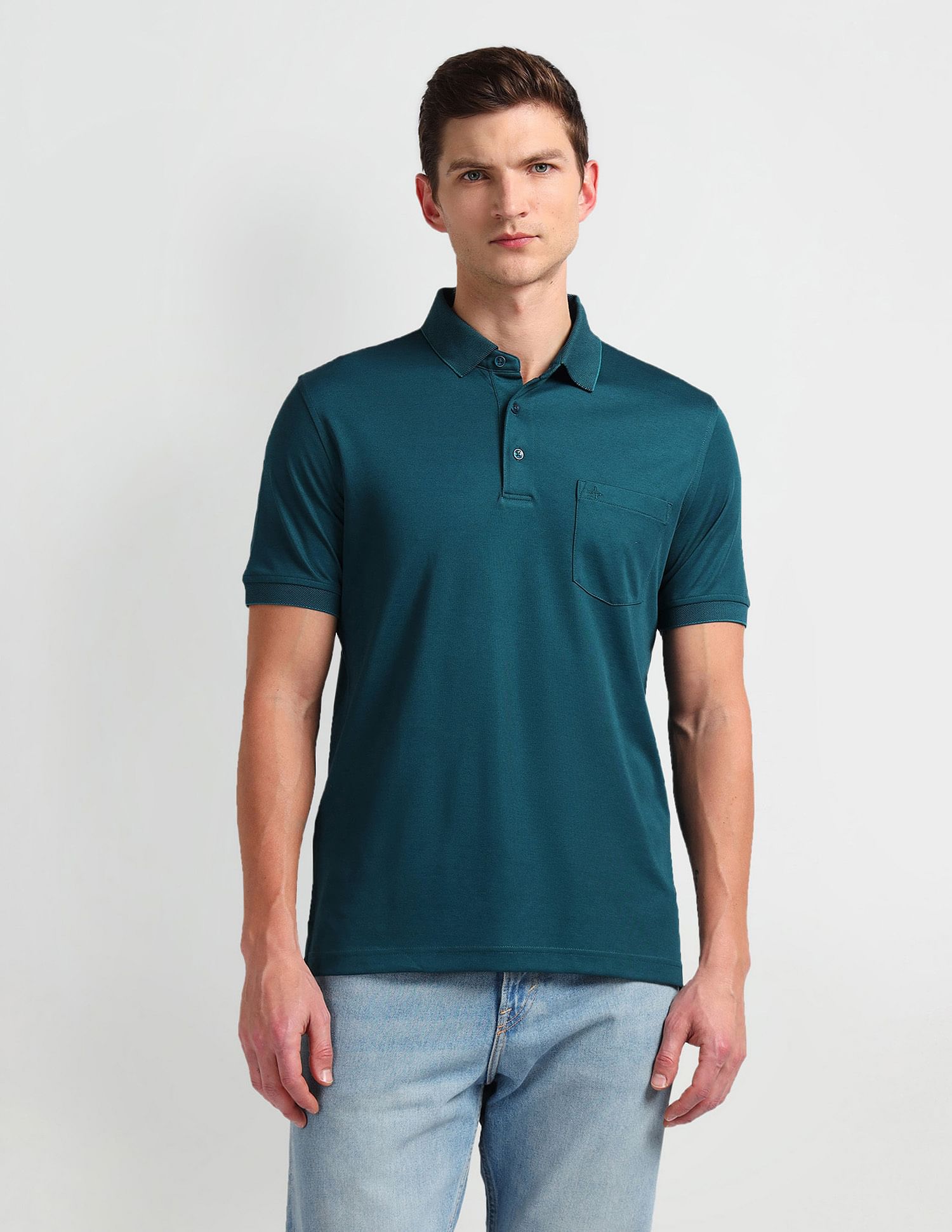 Arrow Pique Knit Solid Polo Shirt