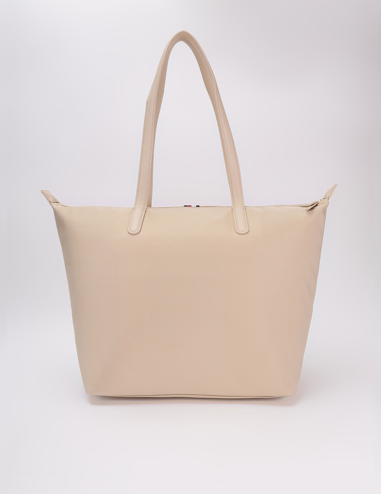Tommy Hilfiger Solid Beige Nylon Tote Bag