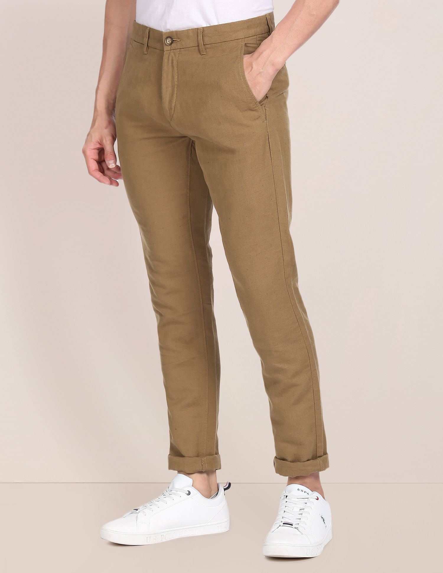 U.S. Polo Assn. Mid Rise Solid Casual Trousers