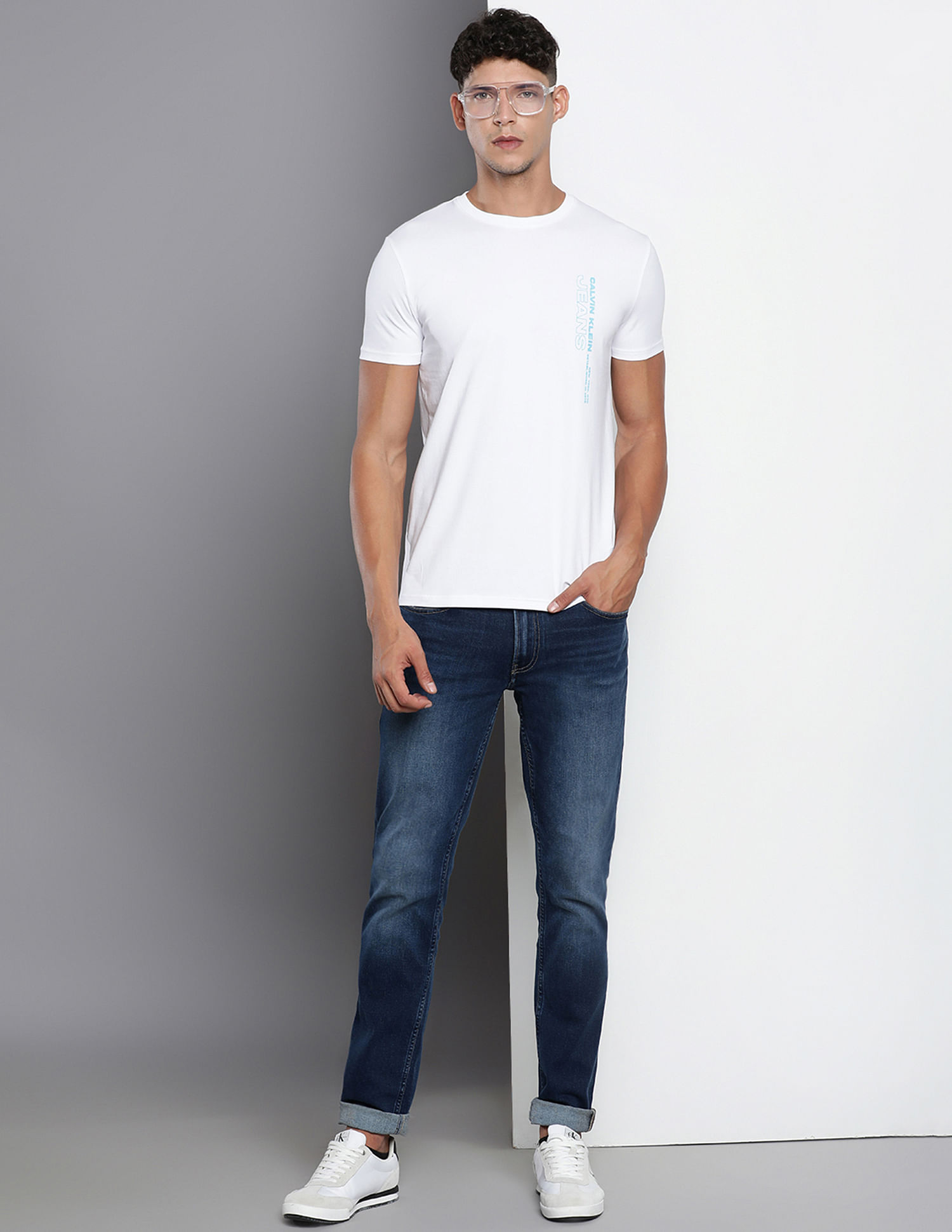 Calvin Klein Brand Print Cotton Stacked Logo T-Shirt