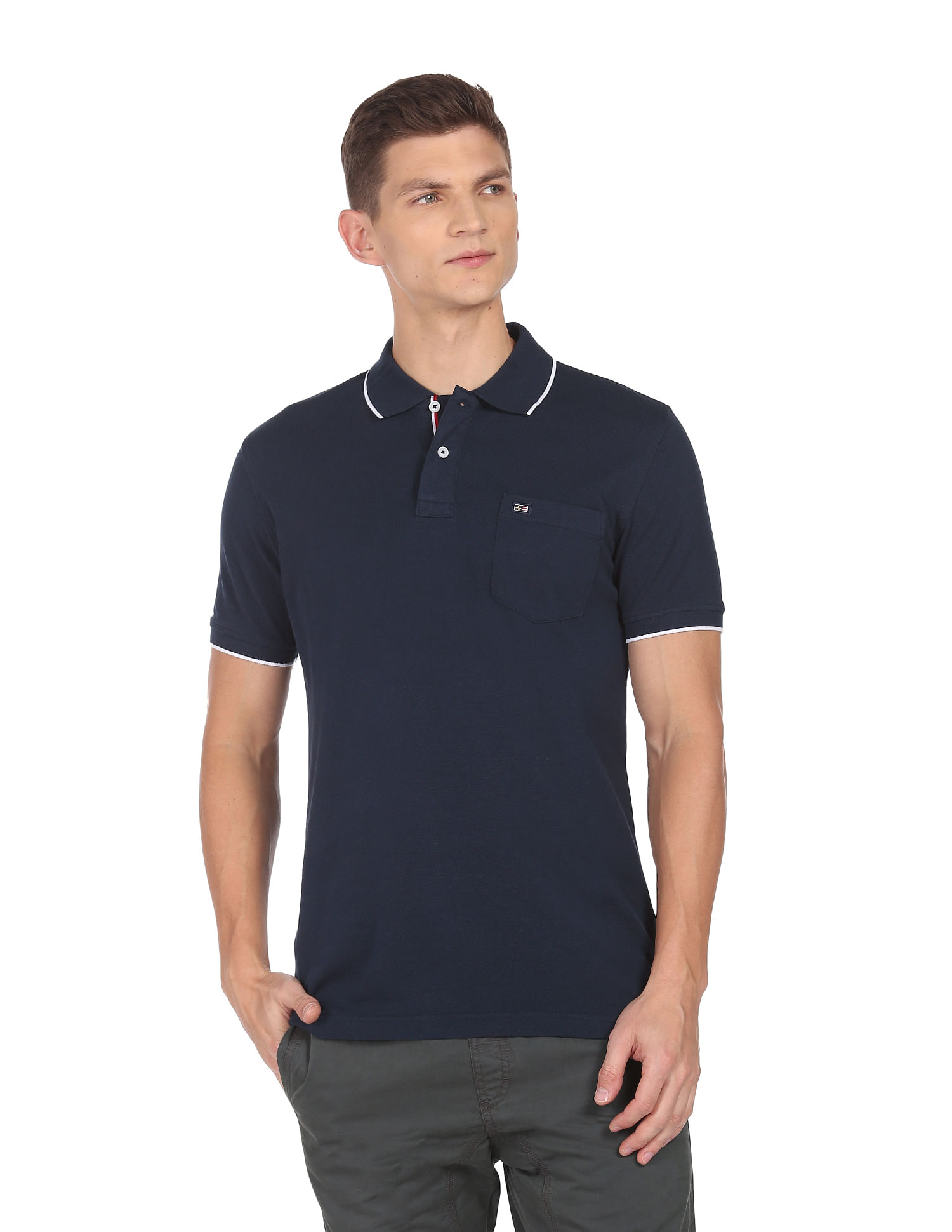 Arrow Sports Tipped Collar Solid Cotton Polo Shirt