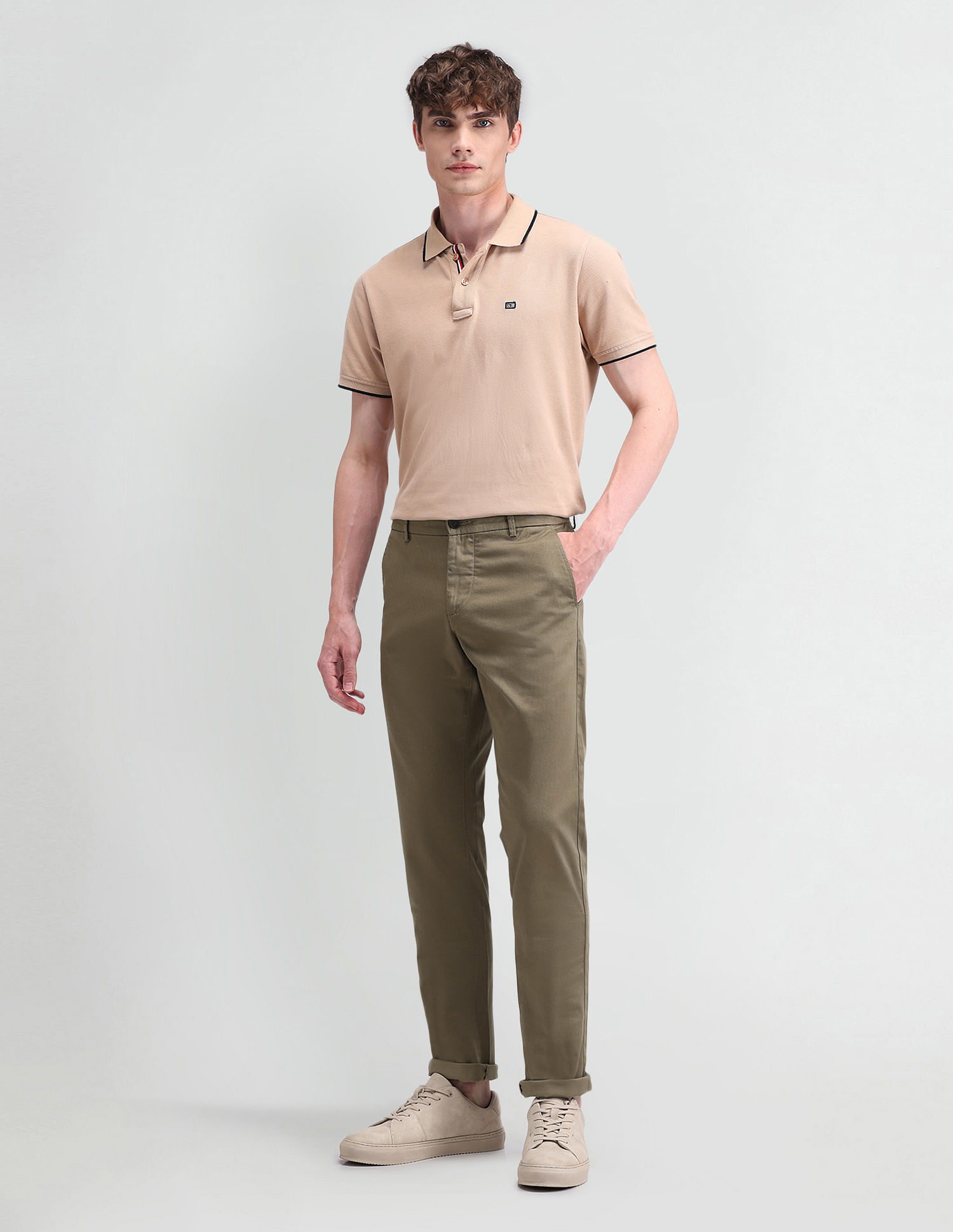Arrow Sport Slim Fit Solid Trousers