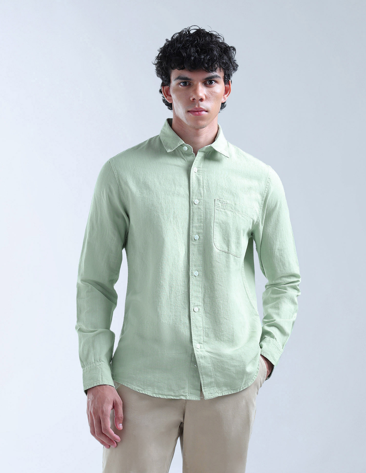 Flying Machine Solid Regular Fit Shirt