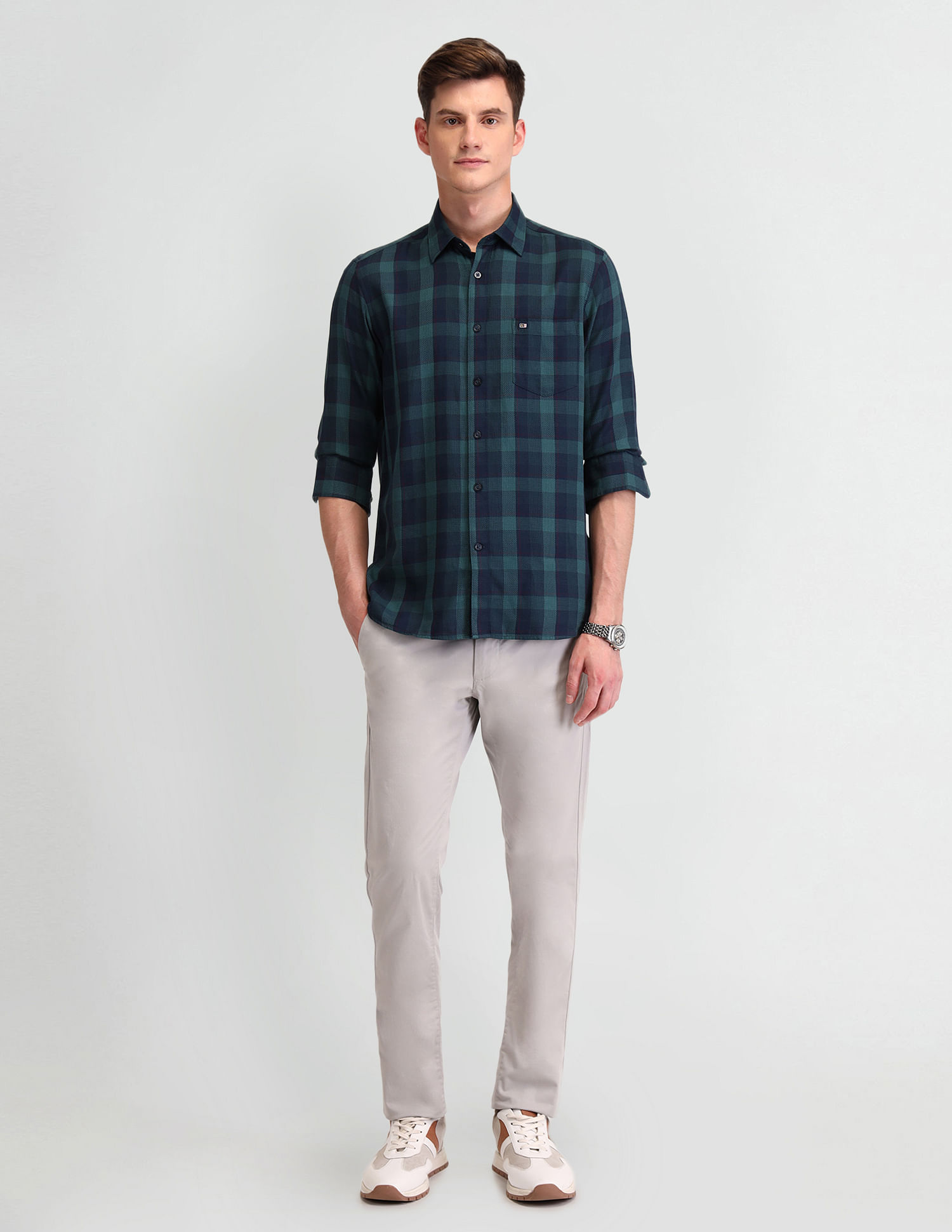 Arrow Sport Tailored Fit Buffalo Checks Shirt