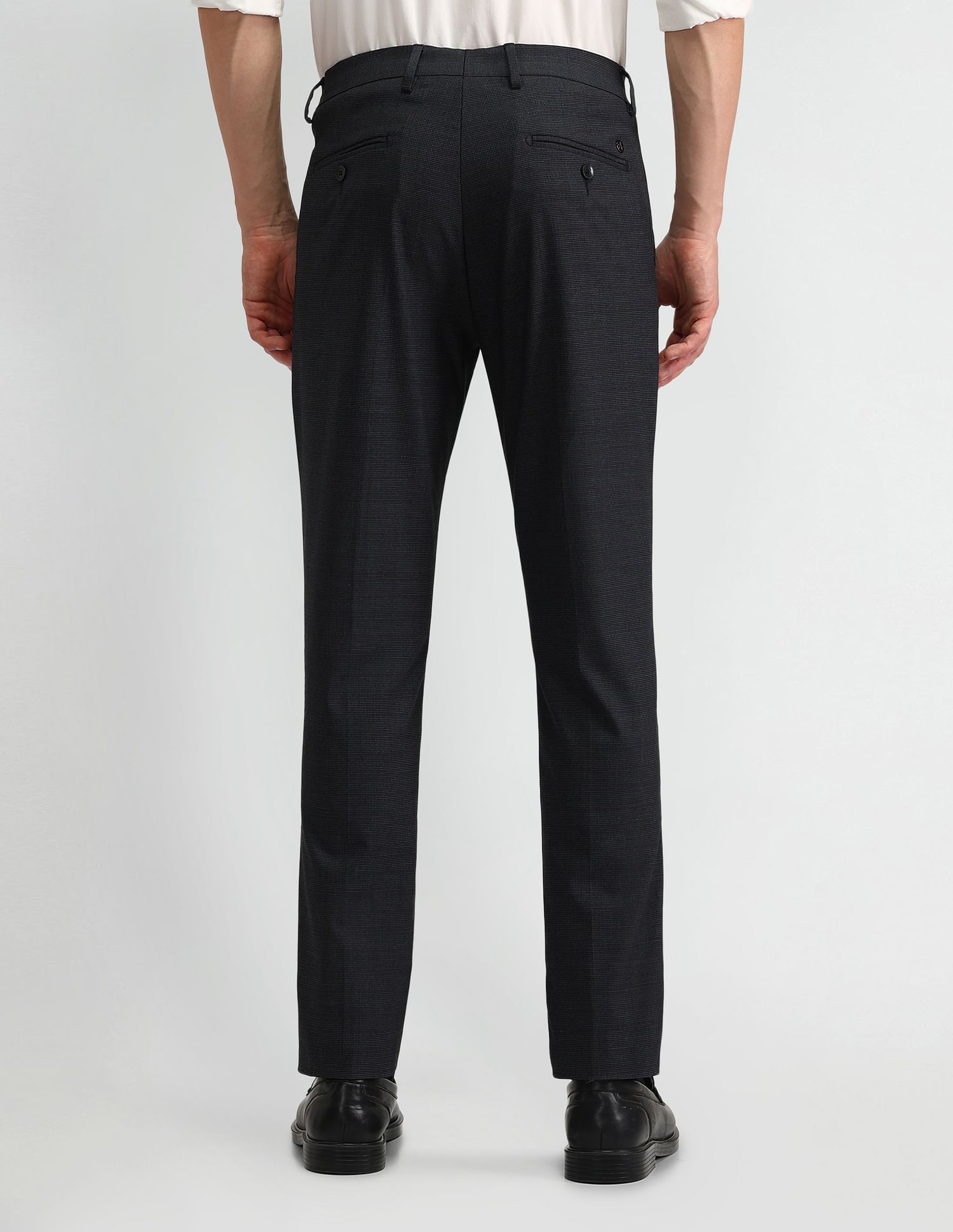 Arrow Solid Dobby Slim Fit Trousers
