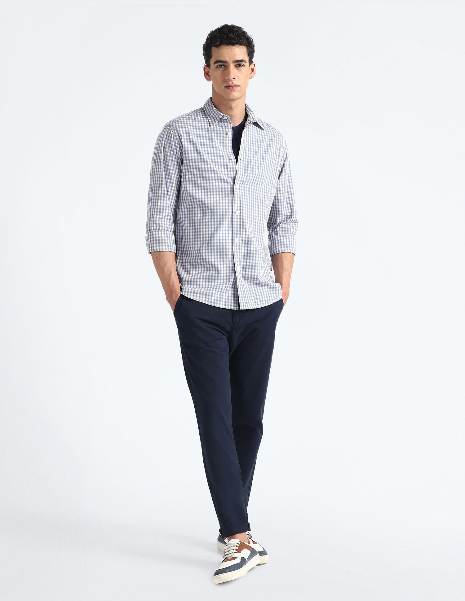 Flying Machine Gingham Check Slim Fit Shirt