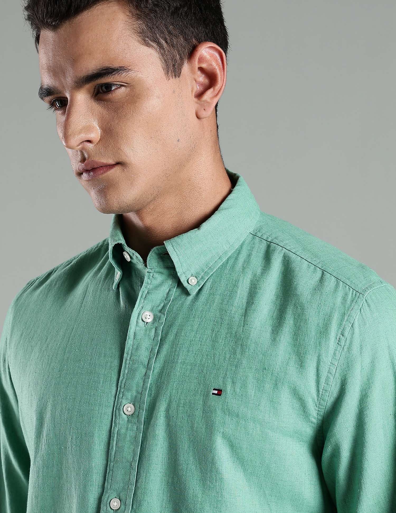 Tommy Hilfiger Solid Regular Fit Linen Shirt