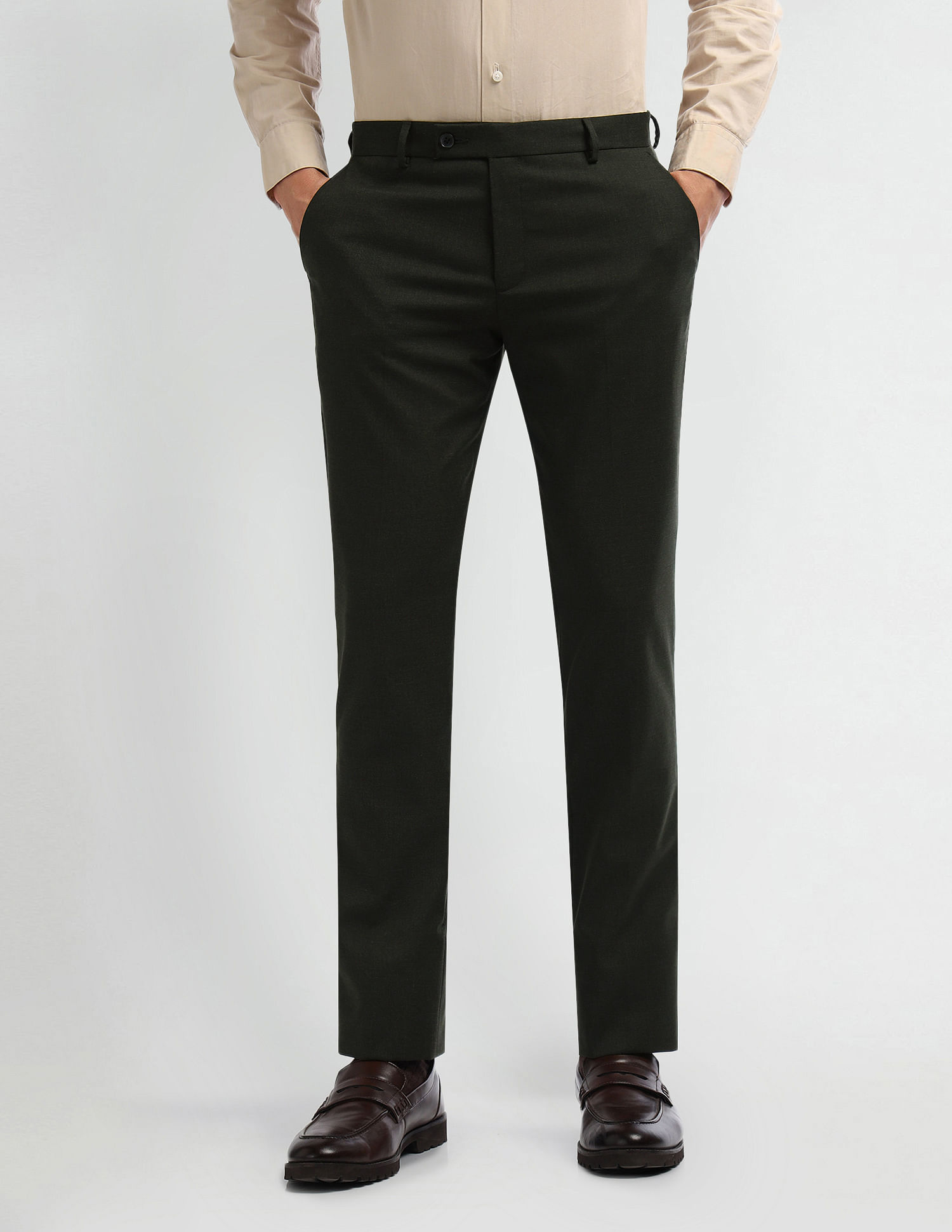 Arrow Mid Rise Carson Tapered Fit Trousers