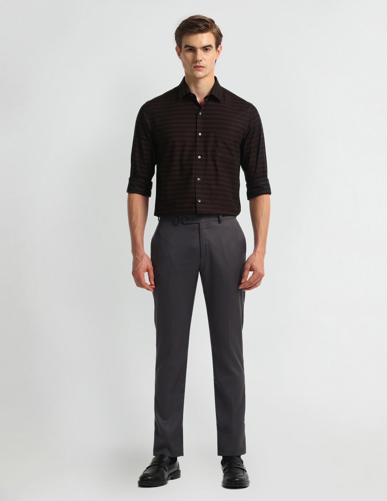 Arrow Horizontal Striped Cotton Shirt