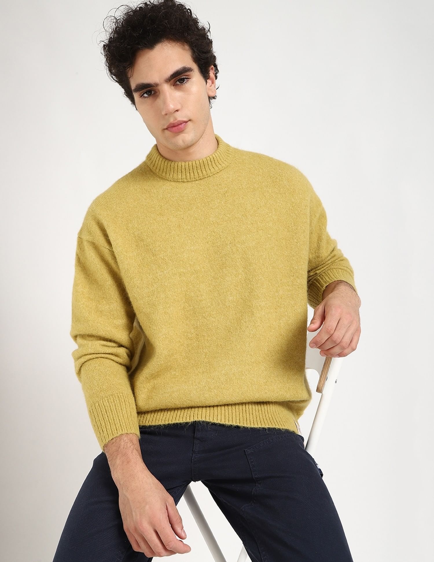 Buy Calvin Klein Jeans Solid Relaxed-Fit Polyester Sweater