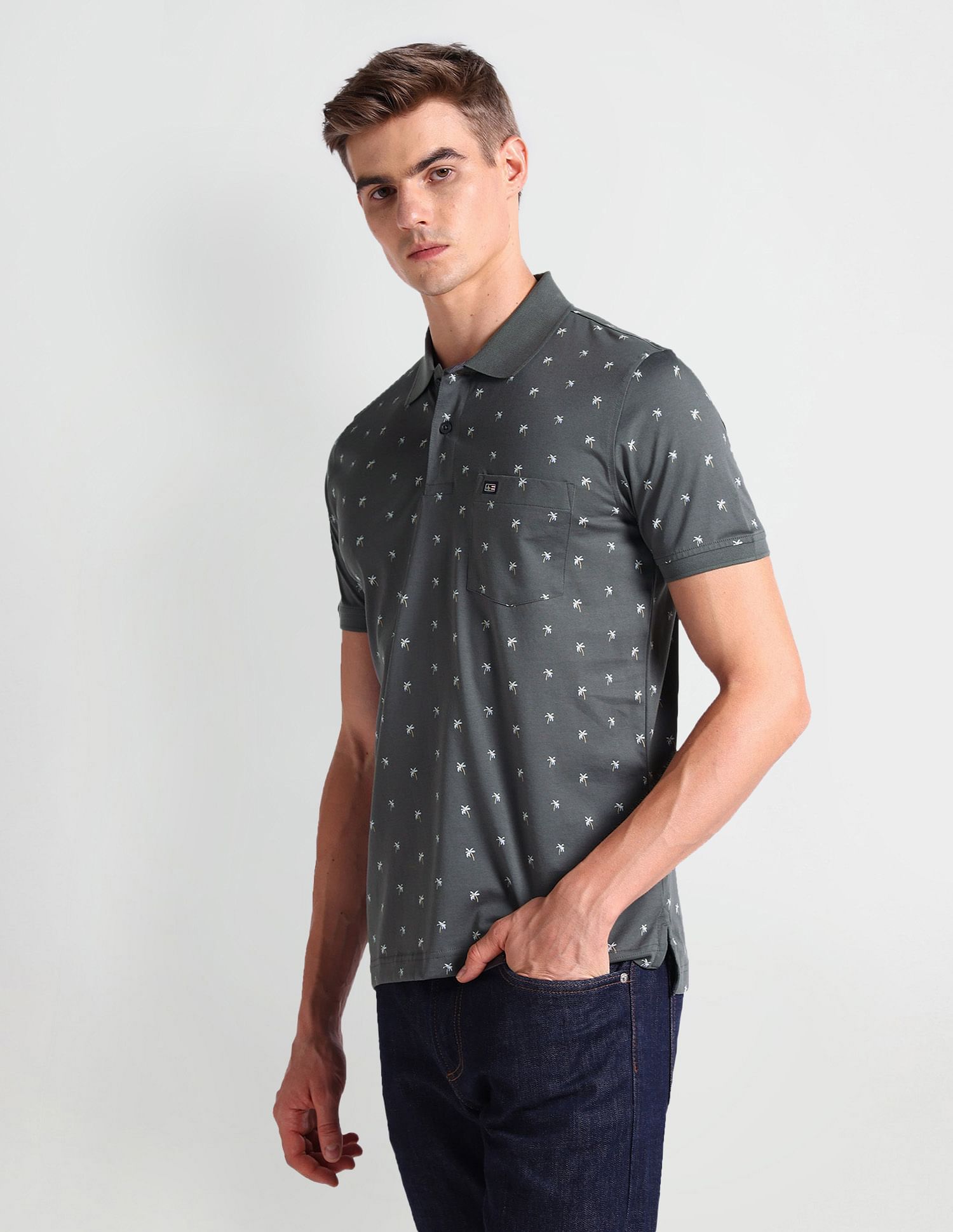 Arrow Sports All Over Print Cotton Polo Shirt