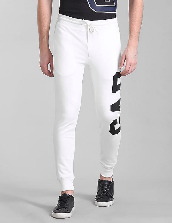 Buy GAP Men White Drawstring Waist Printed Joggers NNNOW