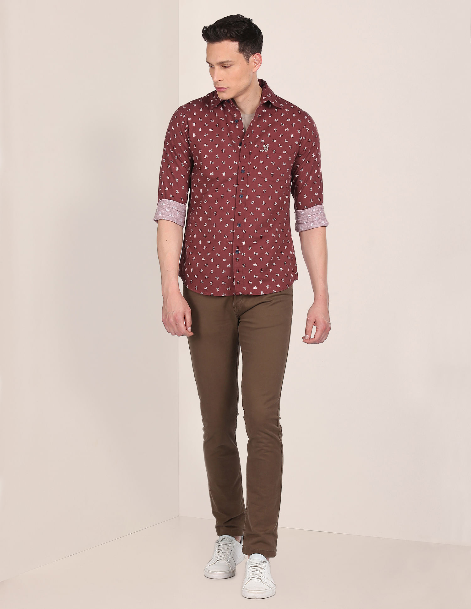 U.S. Polo Assn. Spread Collar Printed Casual Shirt