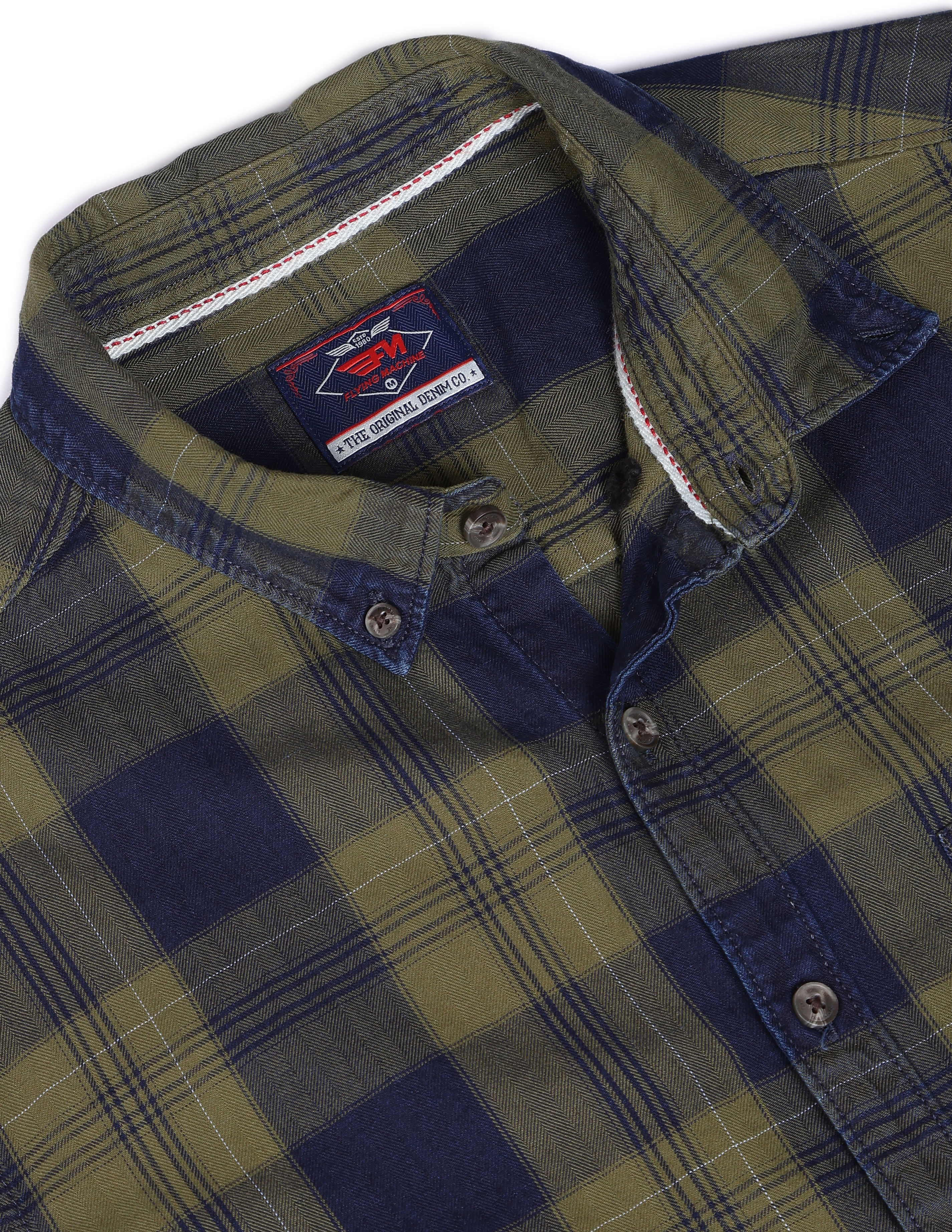 Flying Machine Plaid Check Cotton Casual Shirt