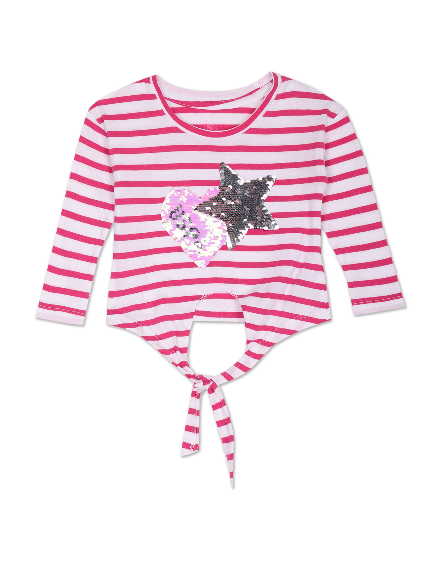 U.S. Polo Assn. Kids Girls Flip Sequin Tie-Up T-Shirt