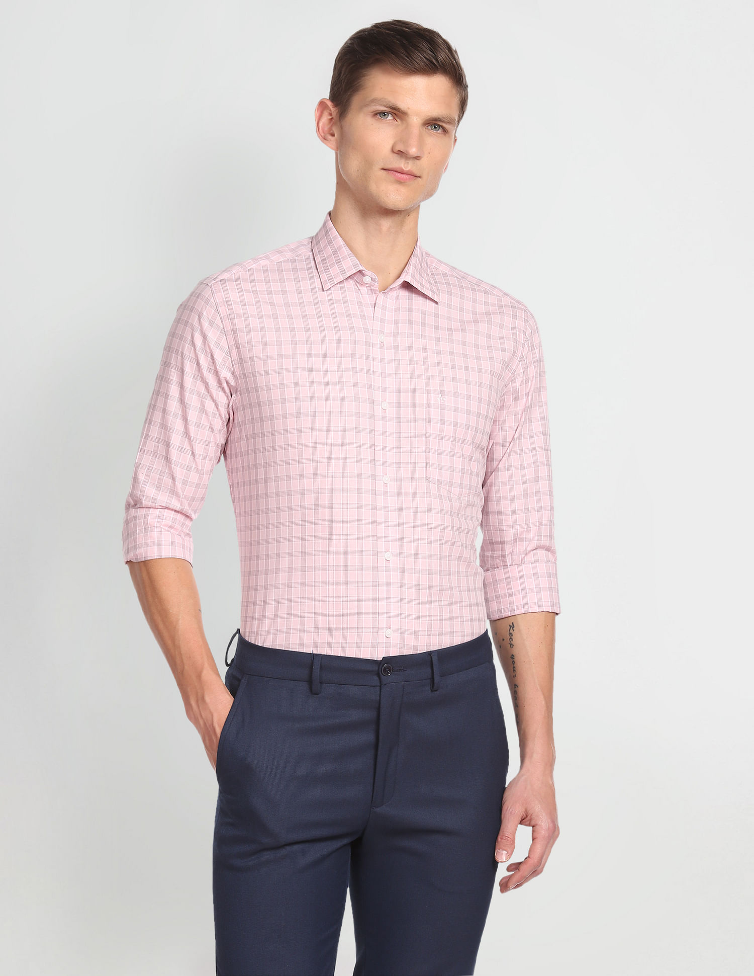 Arrow Tartan Check Manhattan Slim Fit Shirt