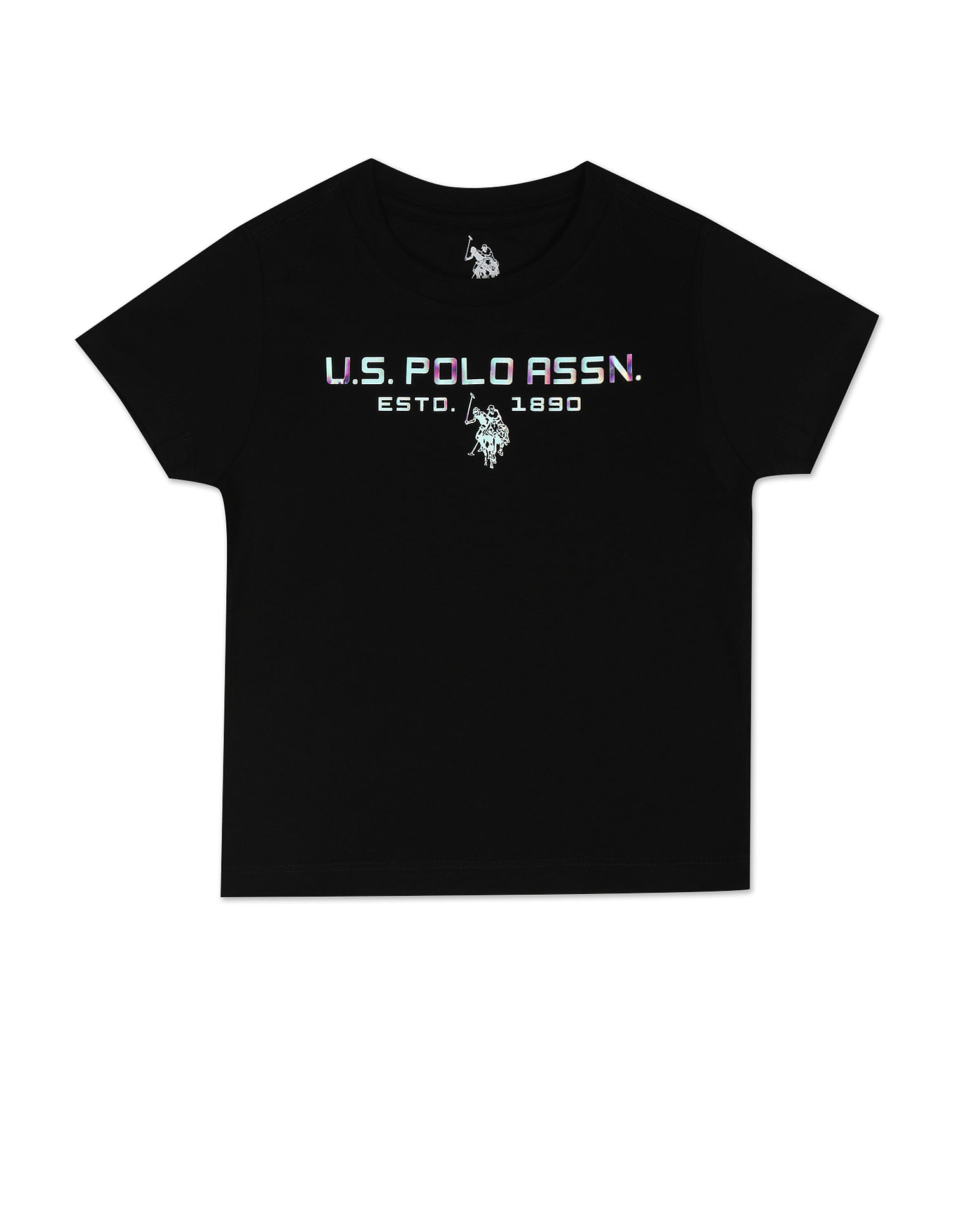 U.S. Polo Assn. Kids Crew Neck Metallic Print Cotton T-Shirt