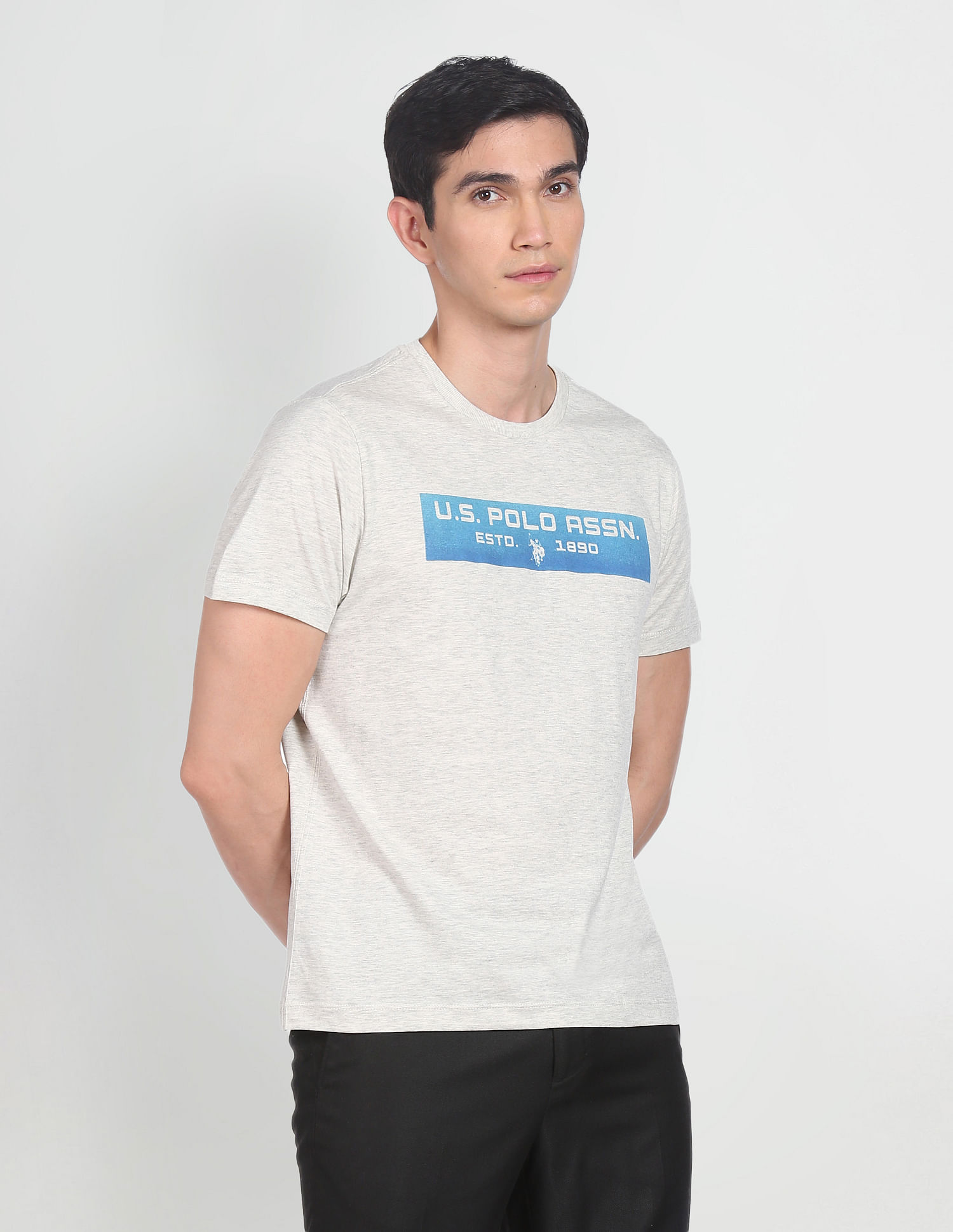 U.S. Polo Assn. Denim Co. Crew Neck Brand Print Heathered T-Shirt