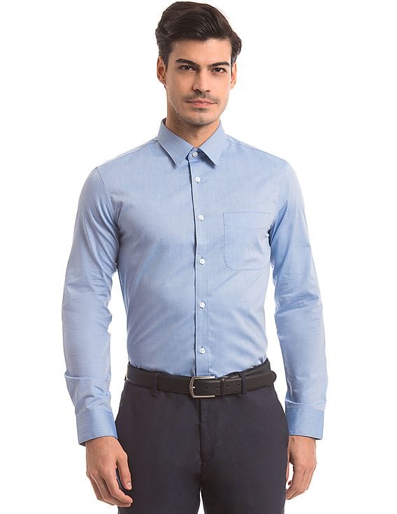 USPA Tailored Solid Tailored Fit Shirt 