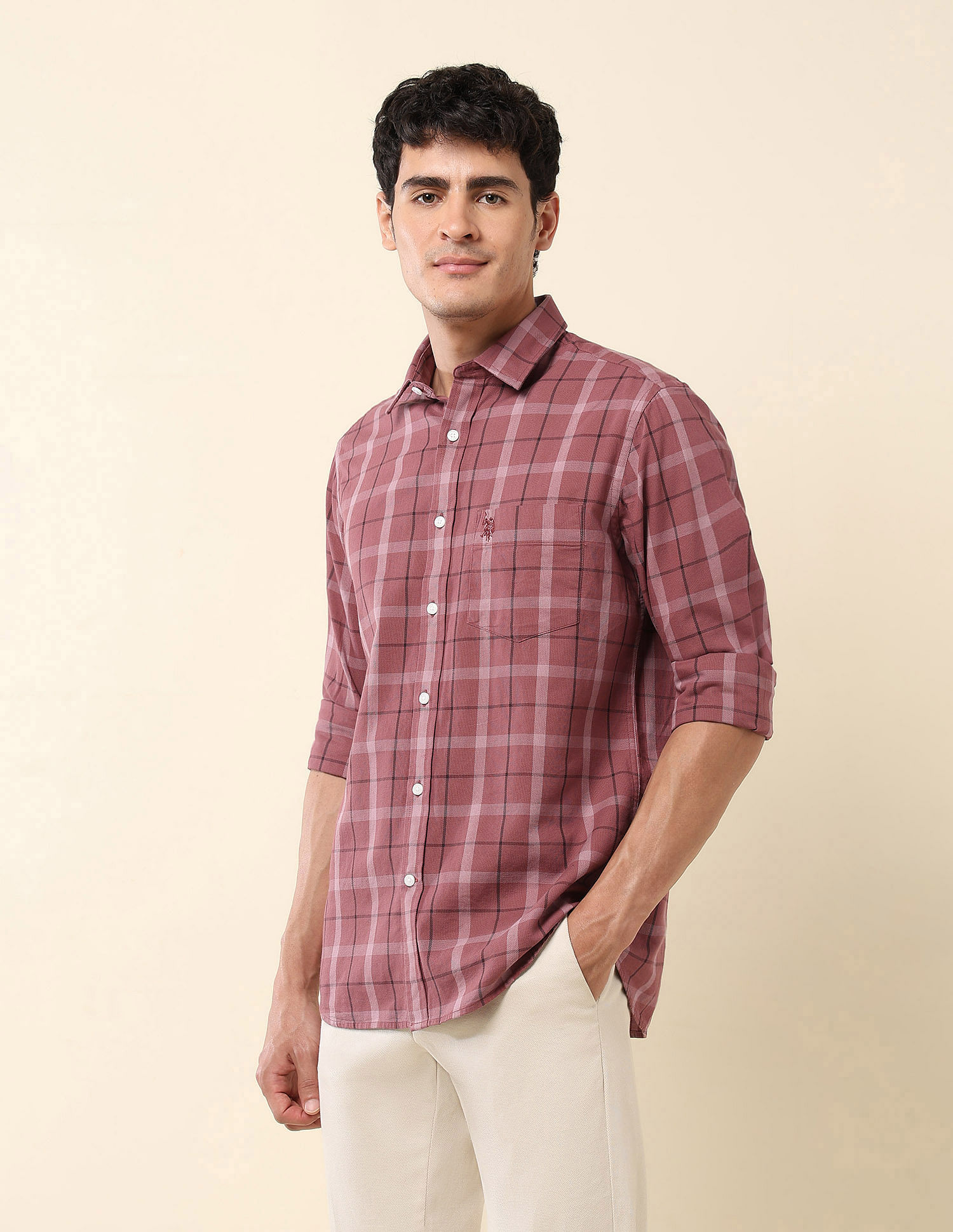 U.S. Polo Assn. Grid Tattersall Checked Tailored Fit Shirt