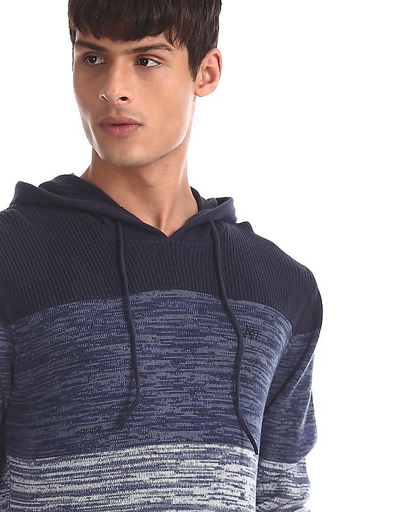 Aeropostale Blue Knit Pattern Hooded Sweater