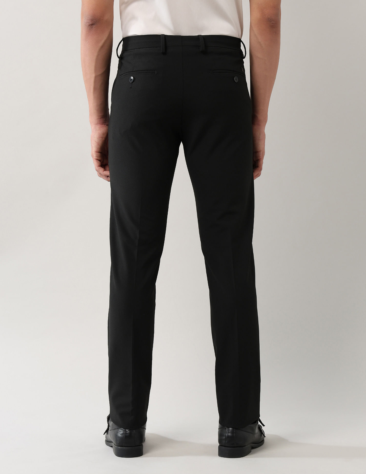 Arrow Mid Rise Solid Polyester Trousers