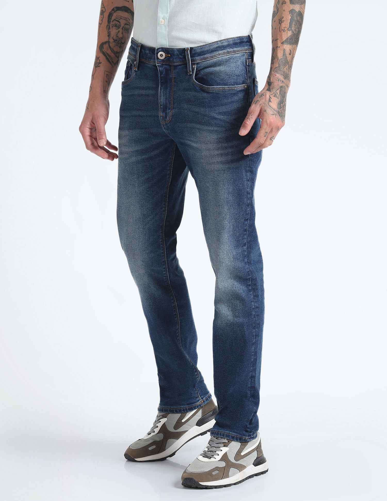Flying Machine Slim Straight Stone Wash Jeans