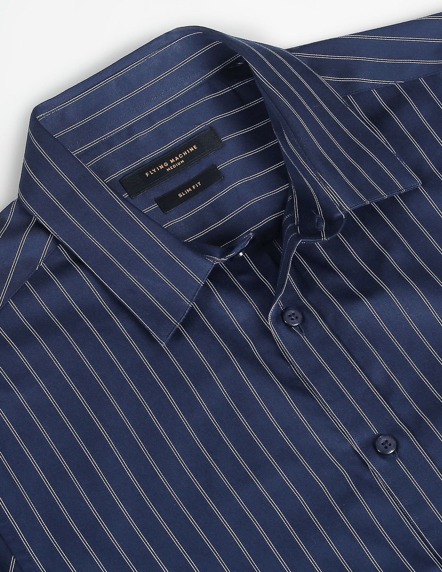 Flying Machine Cotton Sateen Vertical Stripe Shirt