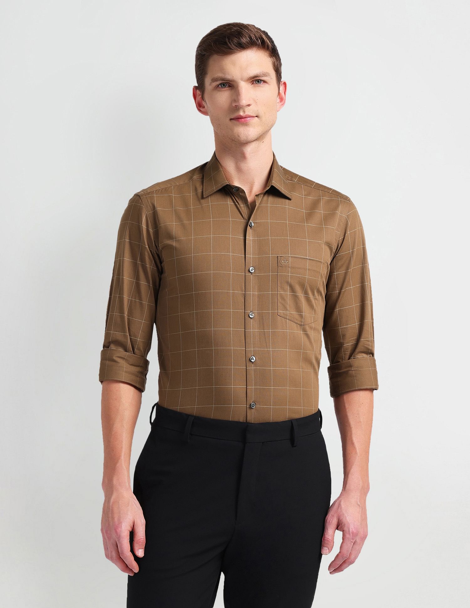 Arrow Windowpane Check Auto Press Shirt