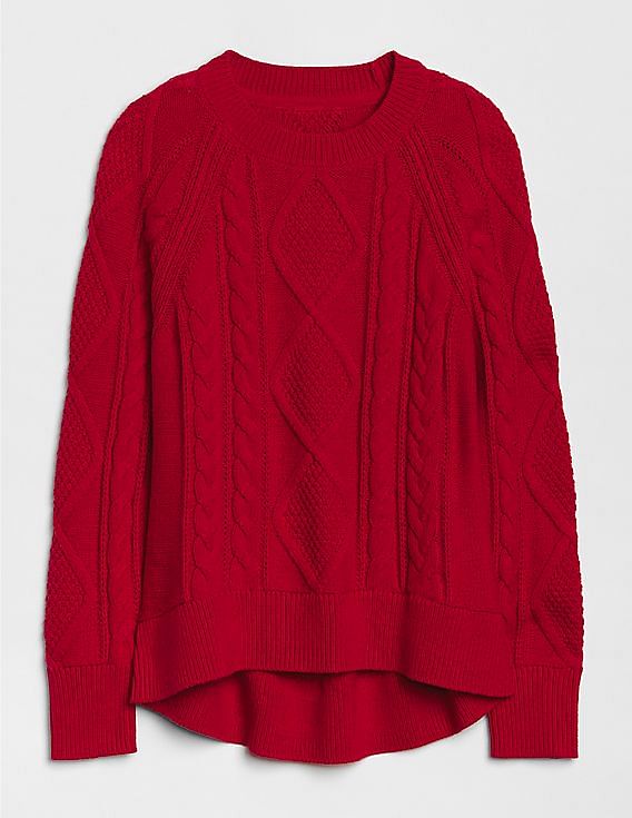 Hi lo cable knit on sale sweater