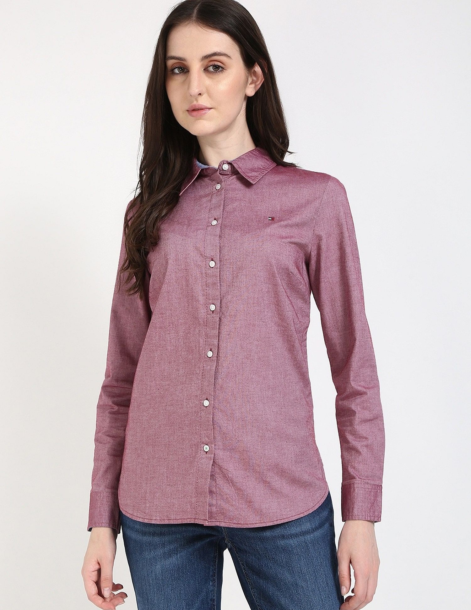 Tommy Hilfiger Solid Regular-Fit Cotton Shirt