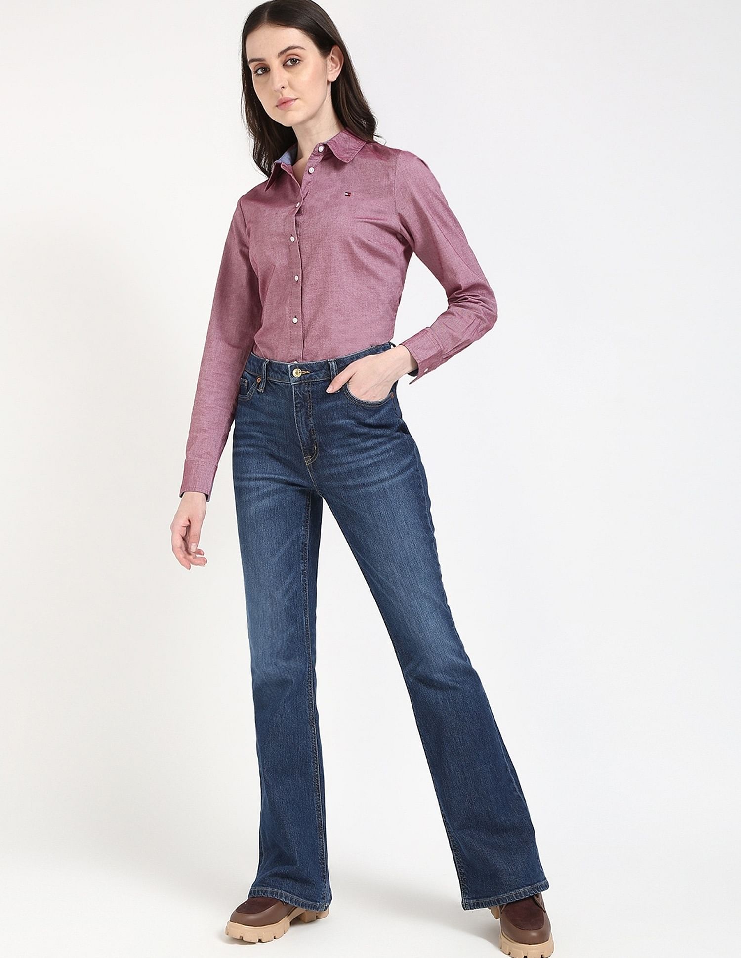 Tommy Hilfiger Solid Regular-Fit Cotton Shirt