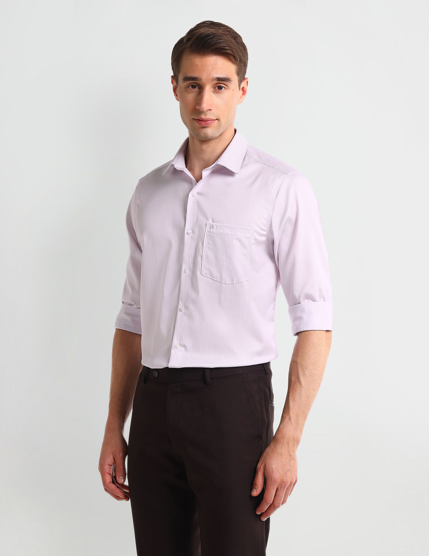 Arrow Cutaway Collar Vertical Stripes Shirt