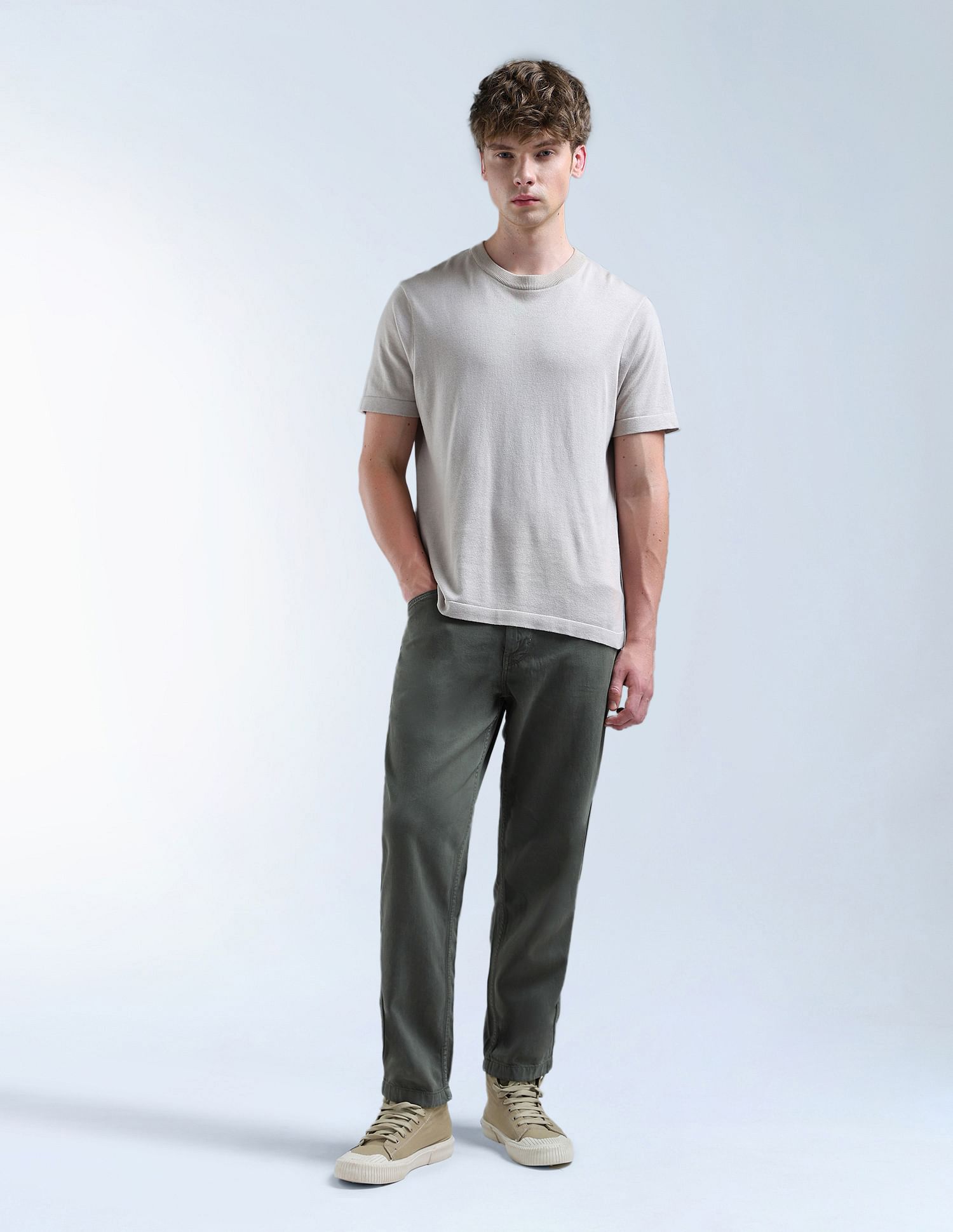 Flying Machine Cobain 90's Loose Fit Cropped Chinos