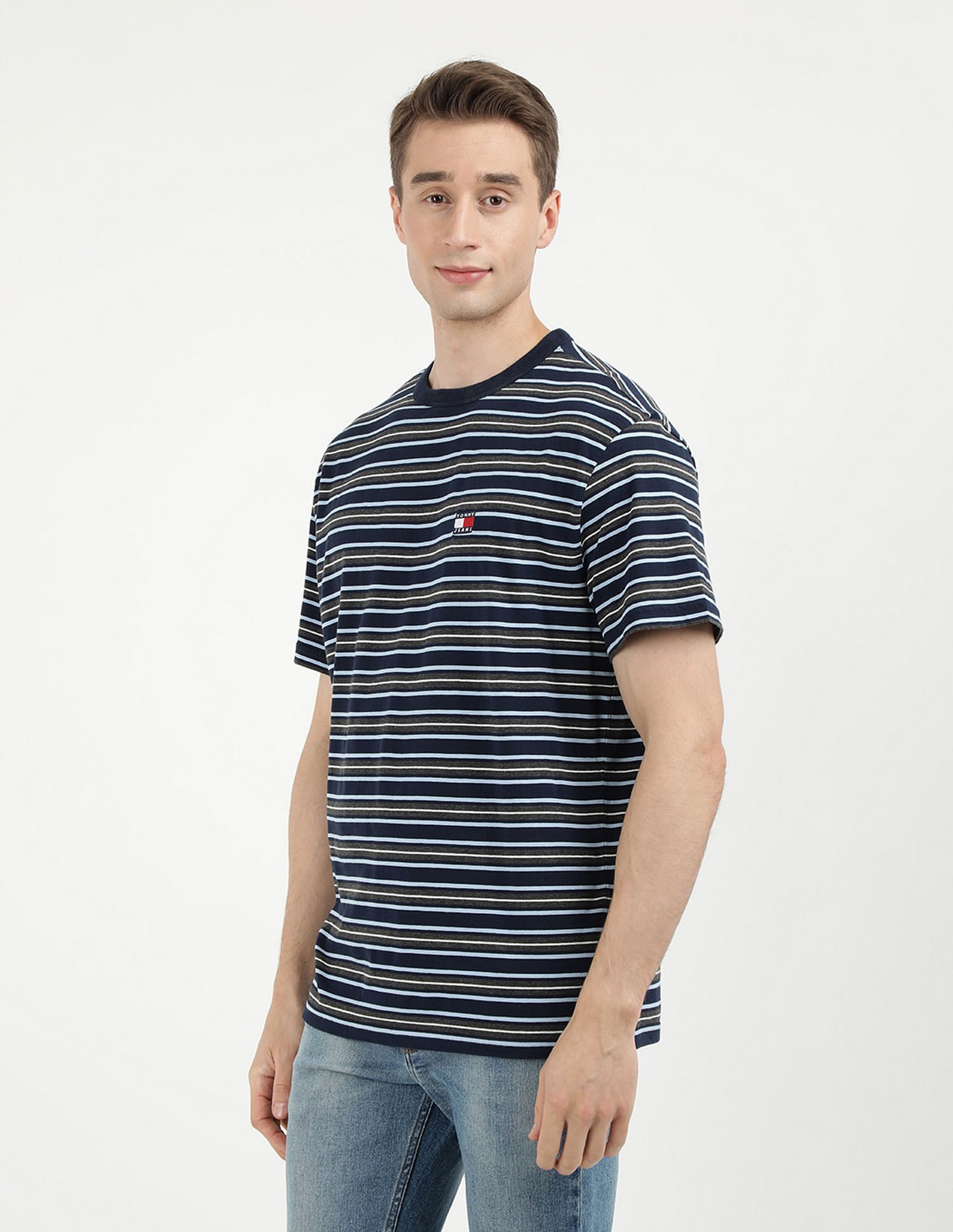 Tommy Hilfiger Badge Horizontal Stripe Cotton T-Shirt