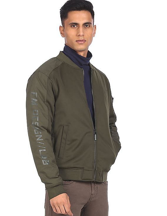 Buy Flying Machine Stand Collar Solid Bomber Jacket - NNNOW.com-seedfund.vn