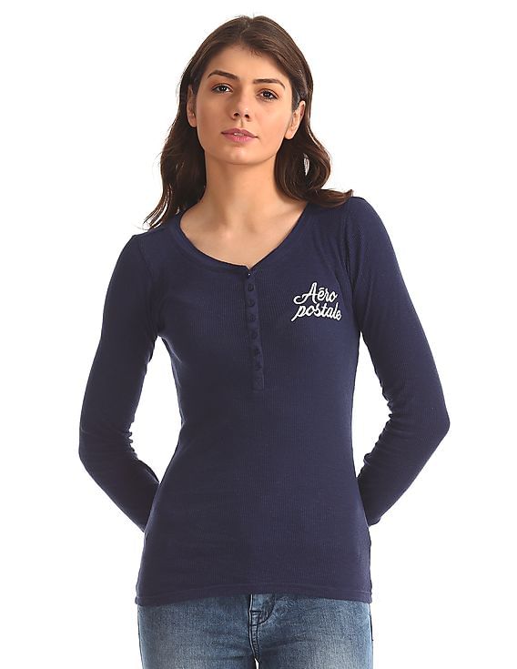Buy Aeropostale Regular Fit Henley T-Shirt