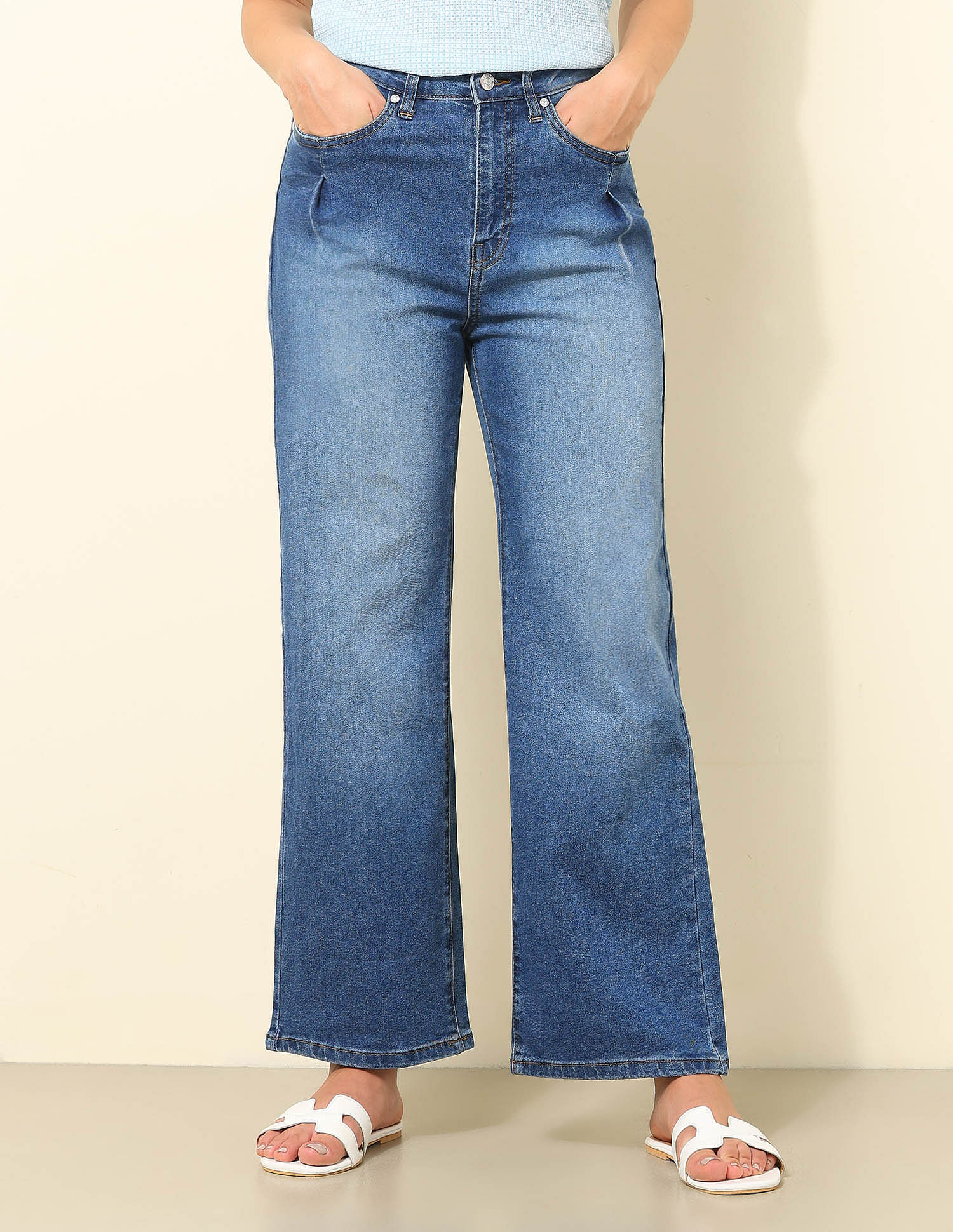 U.S. Polo Assn. Women High Rise Wide Leg Fit Jeans